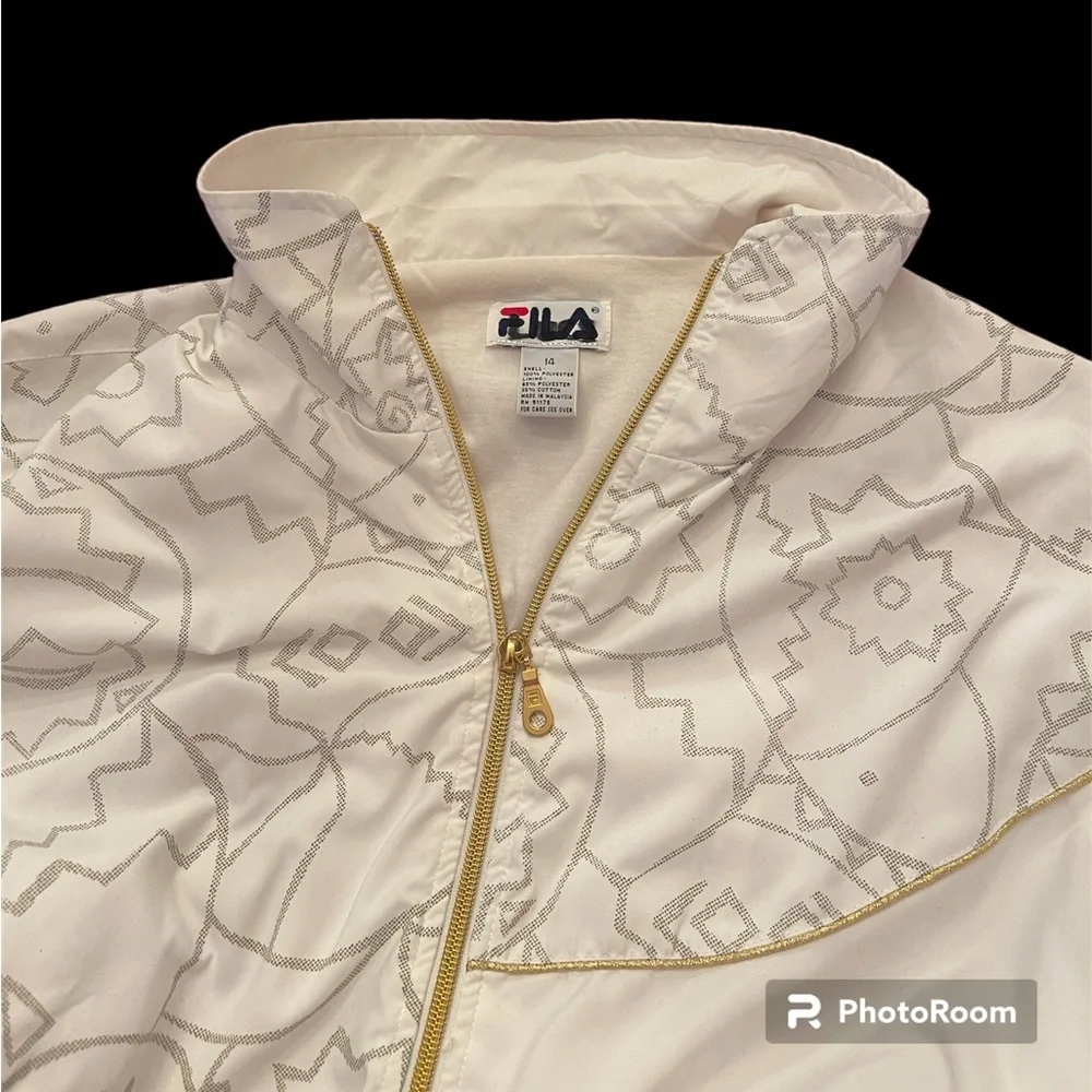 Rare Find❣️ FILA Vintage White with Gray Print & Gold Tracksuit, Women’s Size 14 - Picture 11 of 13